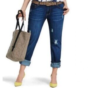 Cabi Slim Boyfriend Jeans #3045 Size 10 Ten Distressed Blue Denim Casual Comfy